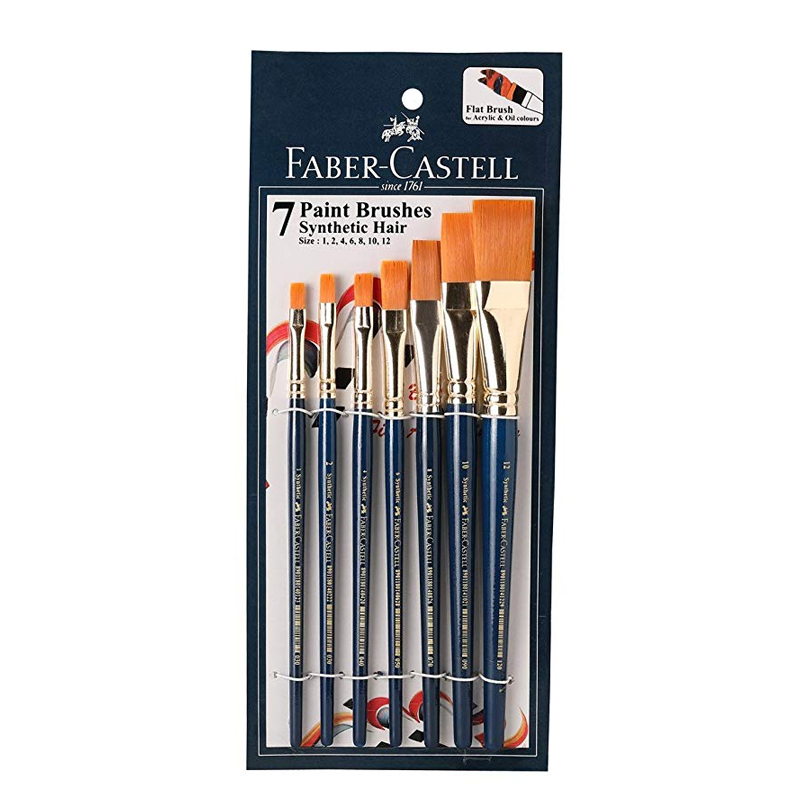 Faber Castell Synthetic Hair Flat Brush Set of 7