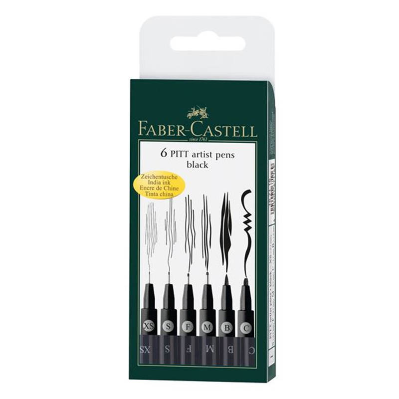 Faber Castell Pitt Artist Pen Set of 6 Black