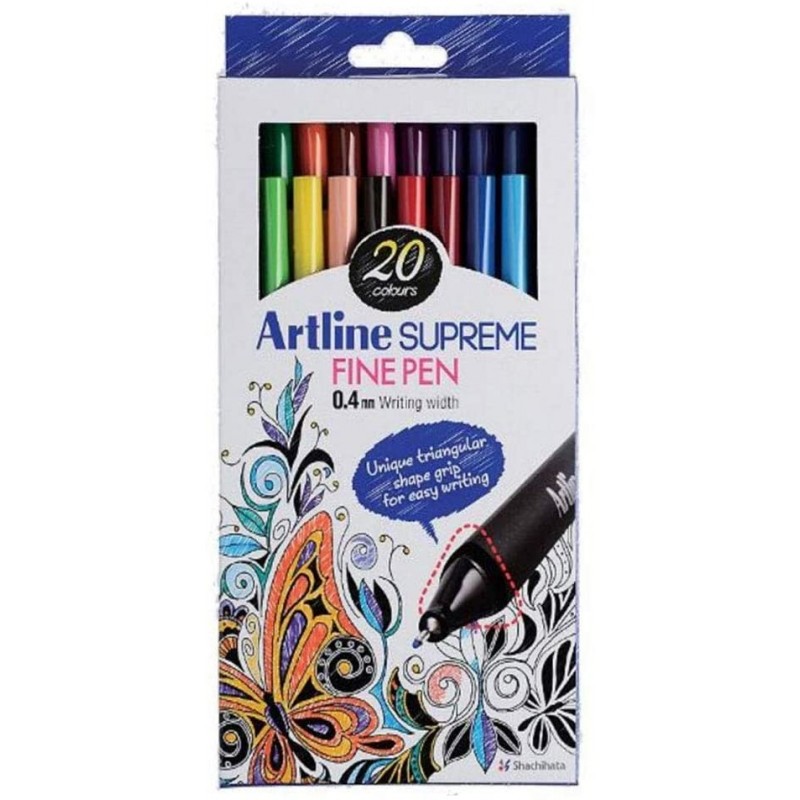 Artline 'Supreme Fine Pen' Fineliner Pens 0.4mm - Pack 20