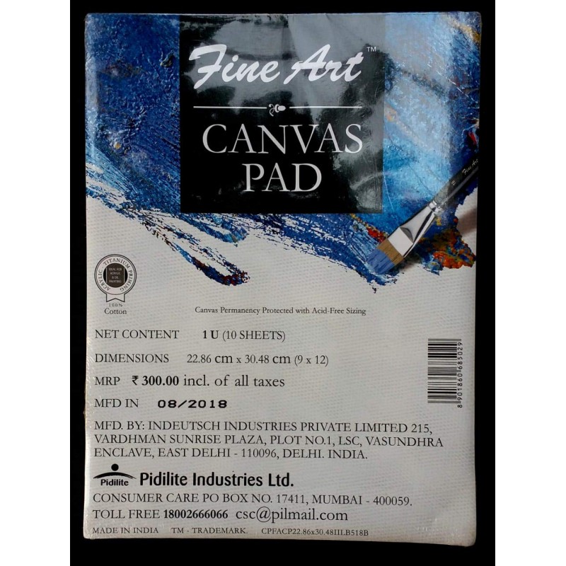 Pidilite Fine Art Heavy-Weight Acrylic Painting Canvas Pad (9 X 12 Inch)