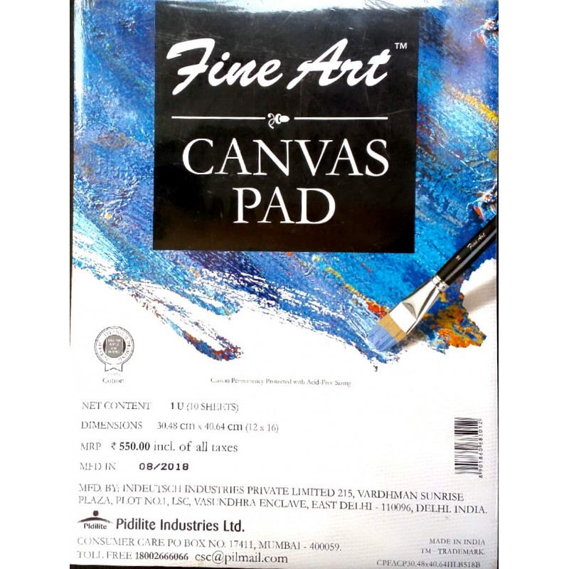 Pidilite Fine Art Heavy-Weight Acrylic Painting Canvas Pad (12 X 16 Inch)