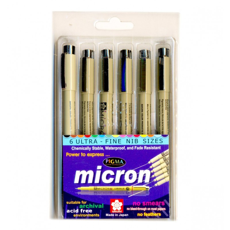 SAKURA Micron pigment pen set of 6