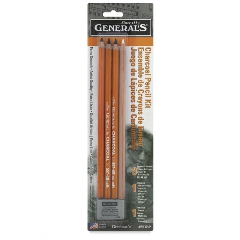 General Pencil "The Original" Charcoal Pencil Kit - Art Set Of 5 Pieces