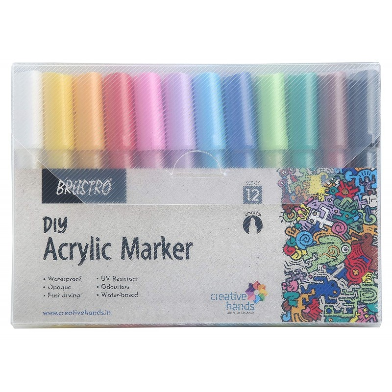 Brustro Acrylic Marker Set of 12 Vibrant Colours
