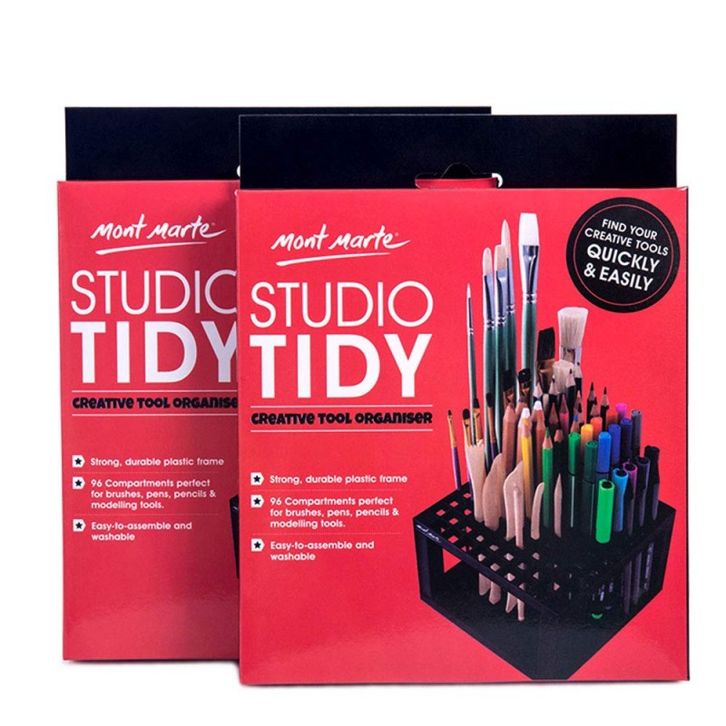 Mont Marte Studio Tidy ( Set Of 2). 96 Hole Plastic Pencil & Brush Holder.
