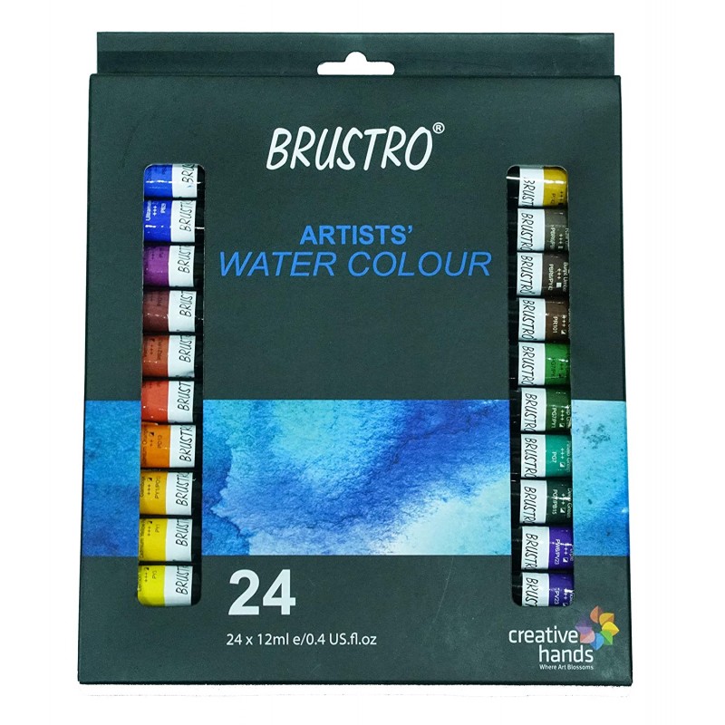 BRUSTRO Artists’ Watercolour Set of 24 Colours X 12ML Tubes