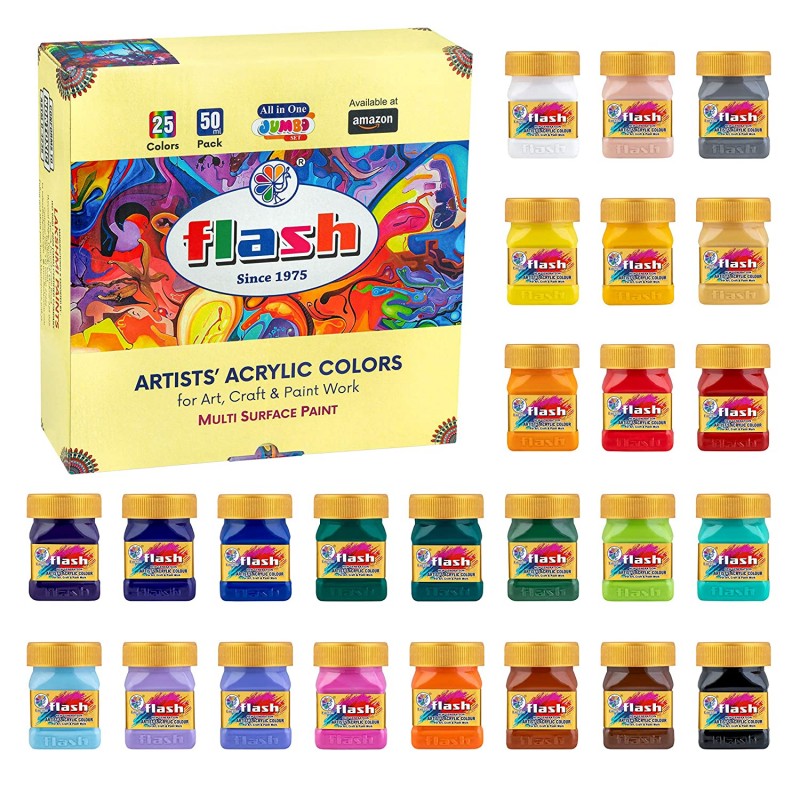 Flash Acrylic Paint Set  25 Colors / 50 ml