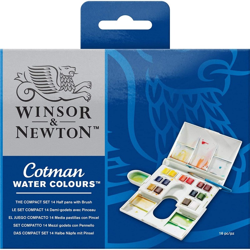 Winsor & Newton Cotman Water Colour The Compact Set - 14 Half Pens (Multicolor)