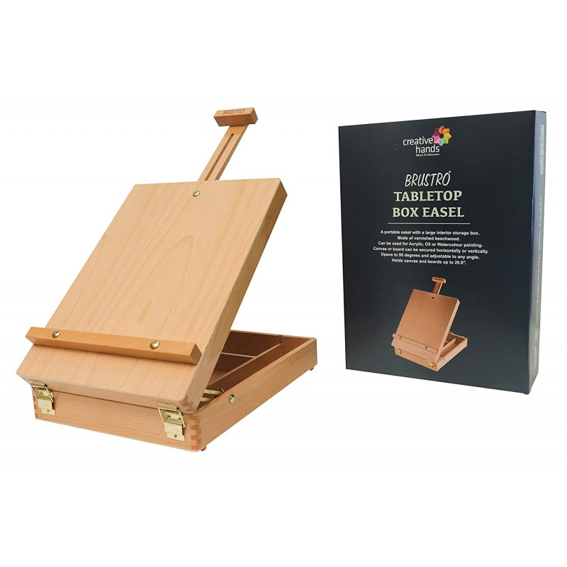 Brustro Artists' Tabletop Portable Wooden Box Easel, Canvas Holds Upto 20.8"