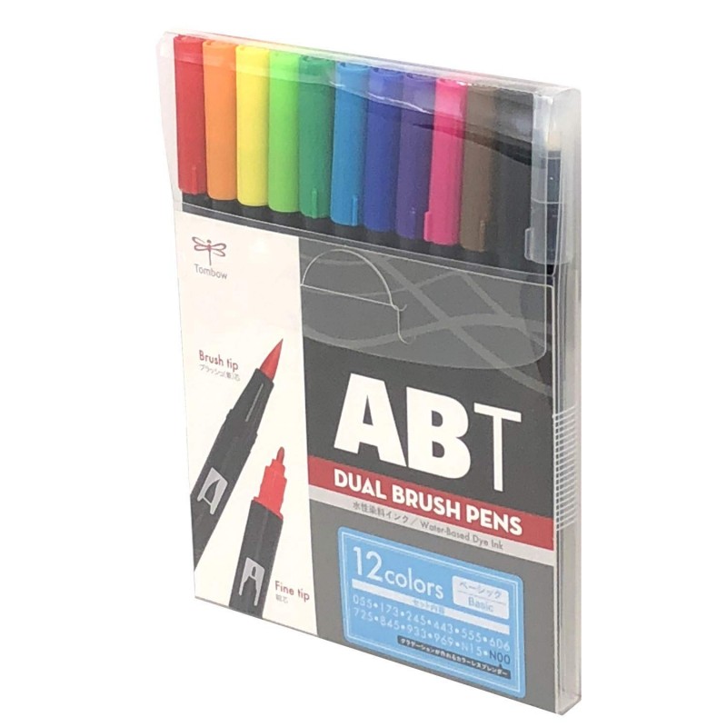 Tombow ABT Dual Brush Pen set of 12, ASSORTED (Basic)
