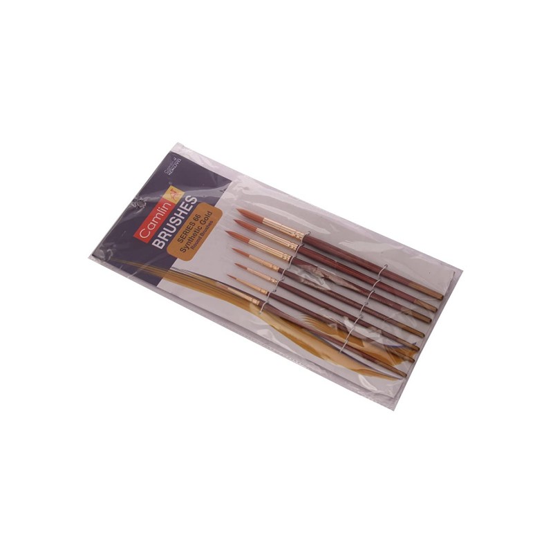 Camel Paint Brush Series 66 - Round Synthetic Gold, Set of 7