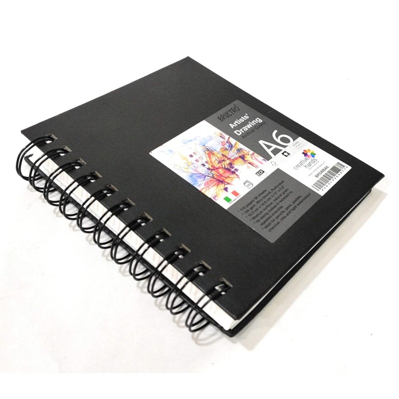 Brustro Artists Wiro Bound Sketchbook, A6 (Small 105 x 148 mm) Size, 116 Pages, 160 GSM (Acid Free)