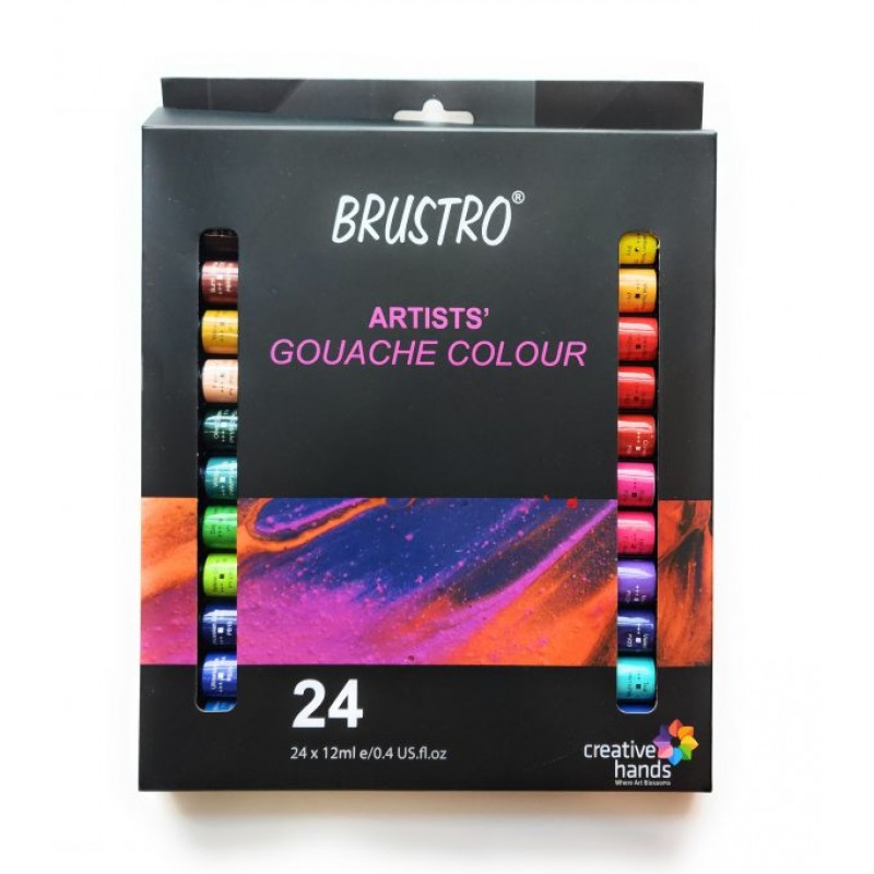 BRUSTRO Artists’ Gouache Colour (Set of 24 Colours X 12ML Tubes )