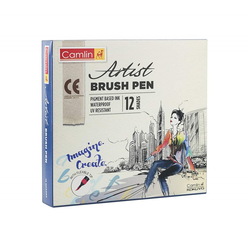 Camlin Artist Brush Pen Set - Pack of 12 (Multicolour)